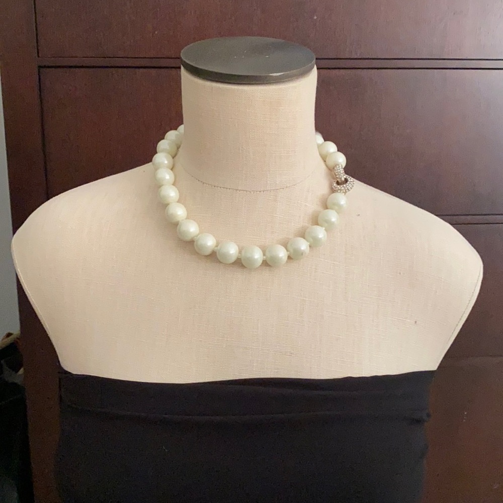 Large pearl strand with beaded clasp